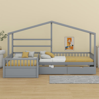 House Platform Bed With Three Storage Drawers