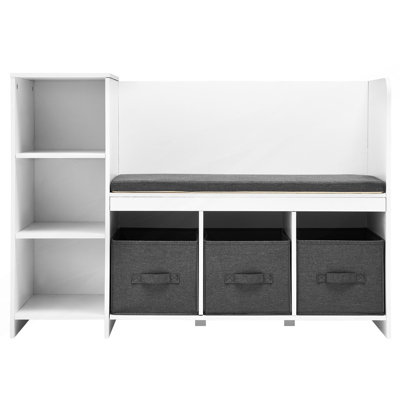 Banc de lecture, bibliothèque pour tout-petits et bibliothèque avec coussin de siège amovible, banc de rangement à 6 compartiments avec 3 tiroirs