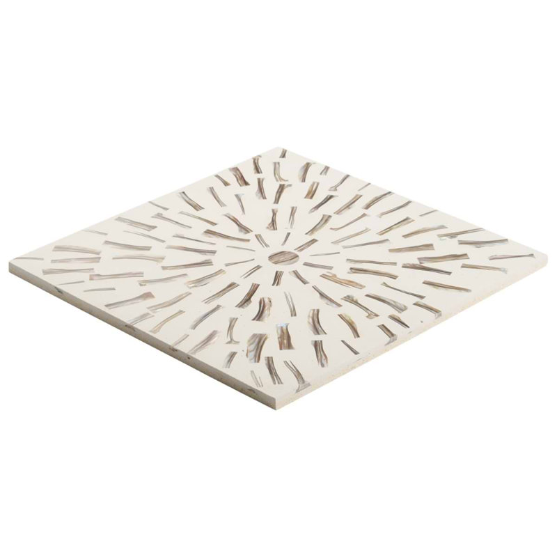 Estee 12x12 Polished Pearl Inlay and Cement Tile, Golden White