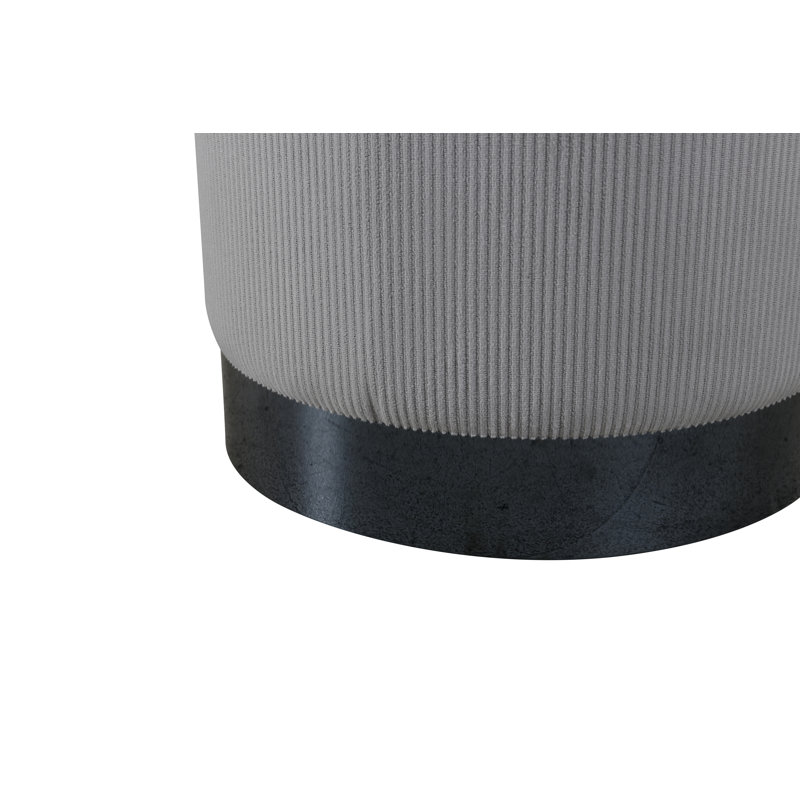 Hosea 35cm Wide Round Pouffe Ottoman, Black, Grey