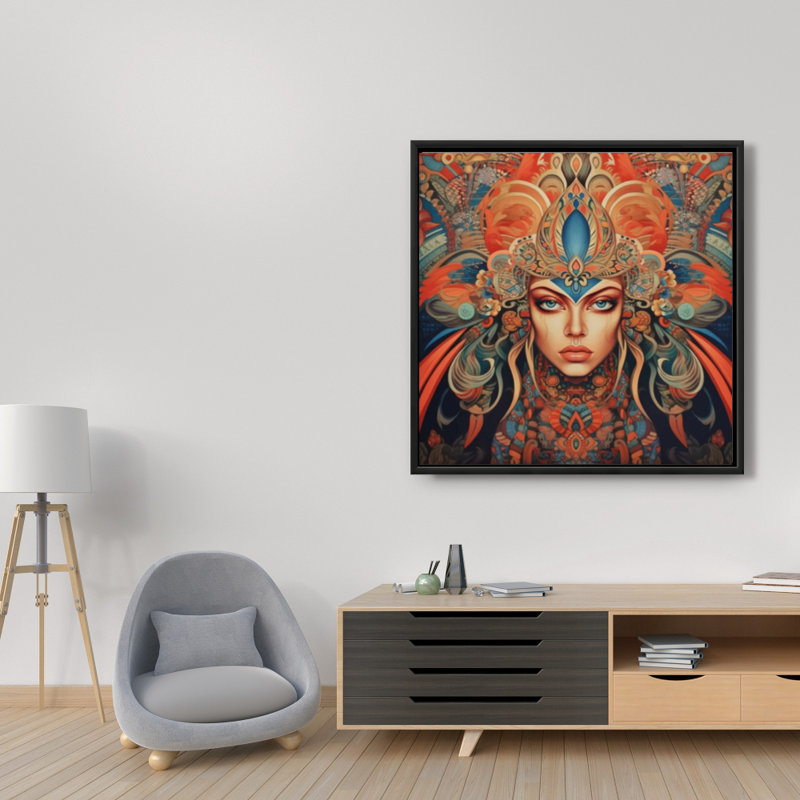 Ancienne déesse, art figuratif encadré sur toile, H 37,25 po x l 37,25 po