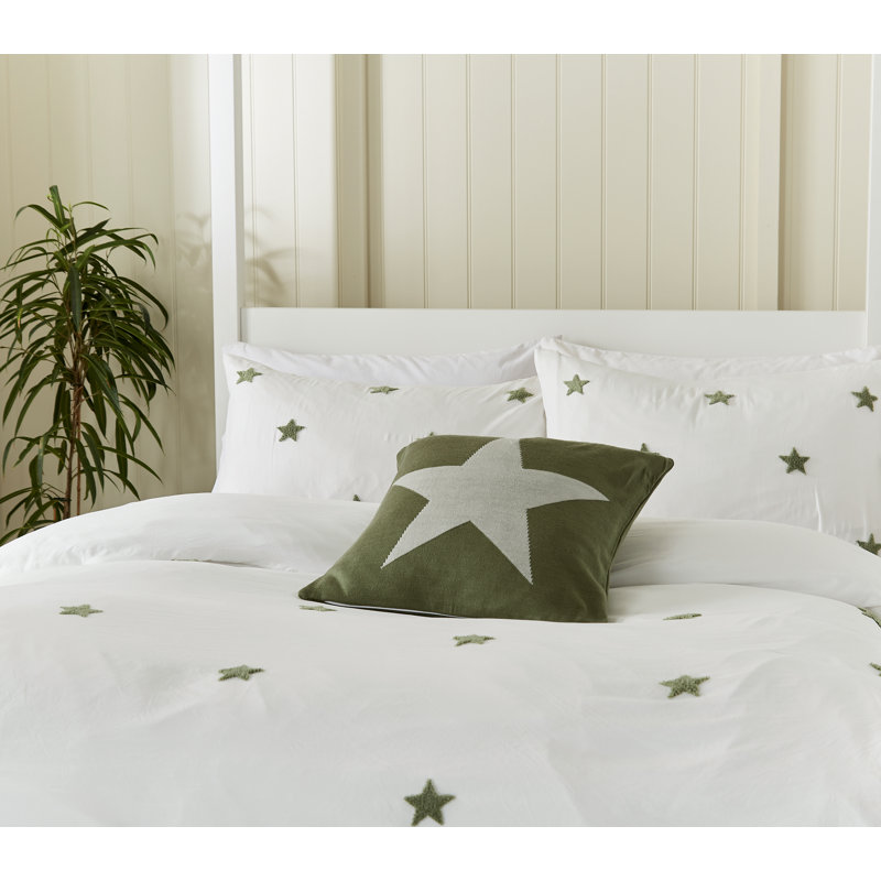 Tufted Star Duvet Cover Set, King Size Duvet Cover + 2 Pillowcases, White