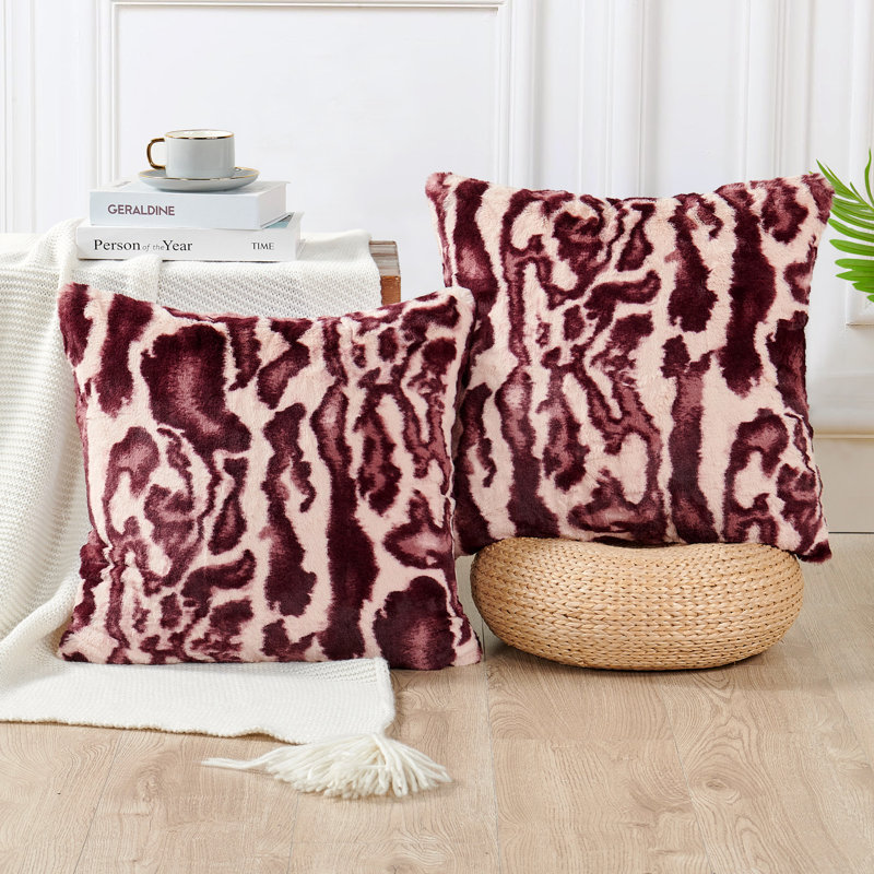 Animal Print Square Cushion Cover, Damson