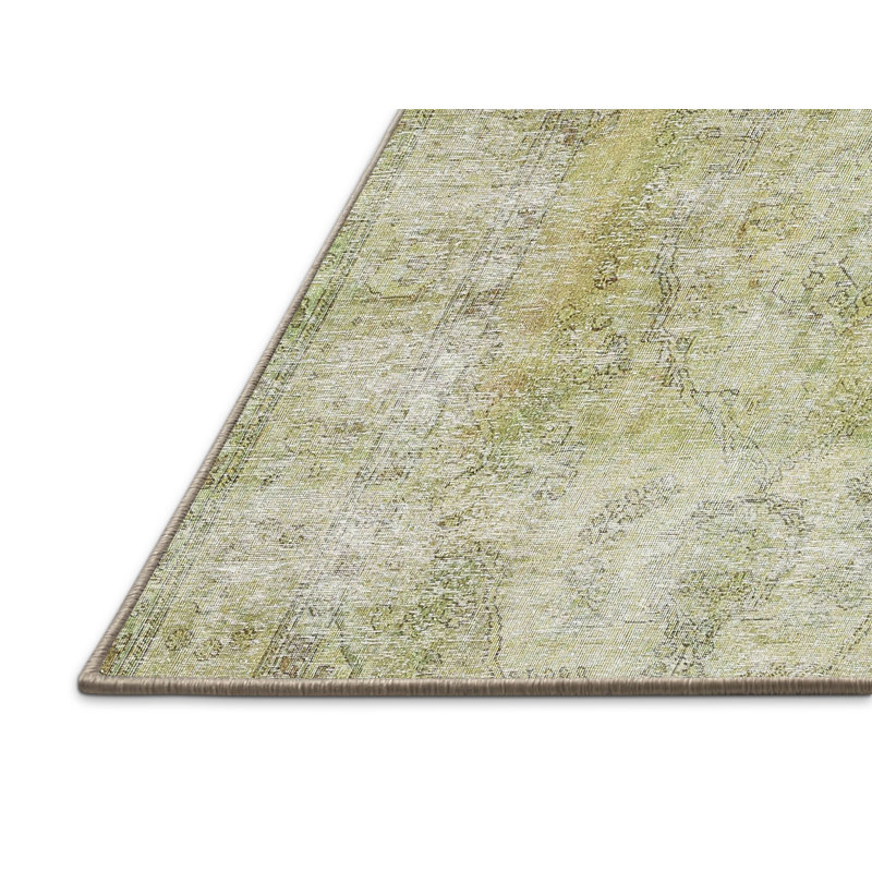 Nallani Traditional Palm Green/Light Beige Area Rug, Rectangle 5' x 7'