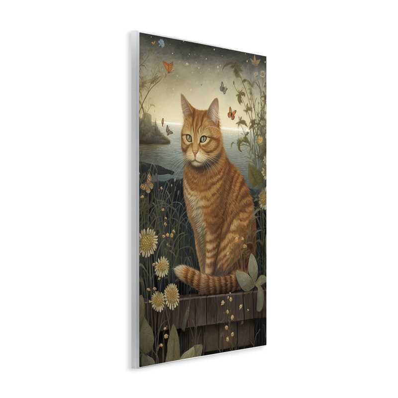 Impression d'un chat orange par l'étang sur un panneau de fibres à densité moyenne par LSR Design Studio