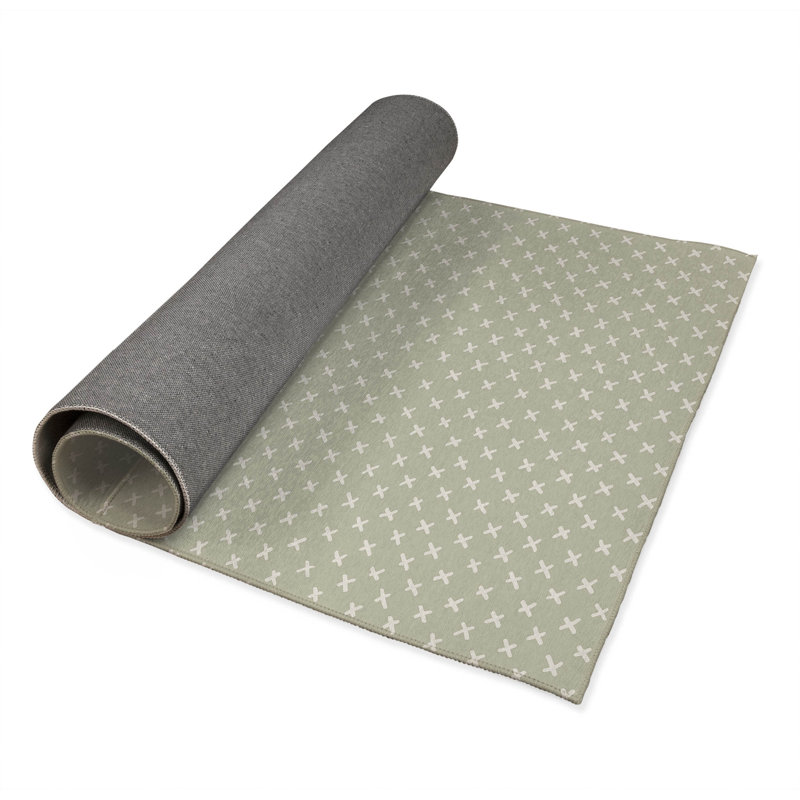 Criss Cross Kids Play Mat, Rectangle 5' x 7', Light Green