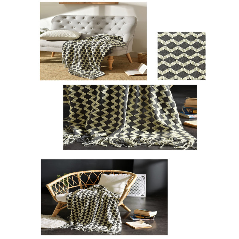 Jeté tricoté à chevrons Wave (50 po x 60 po), gris