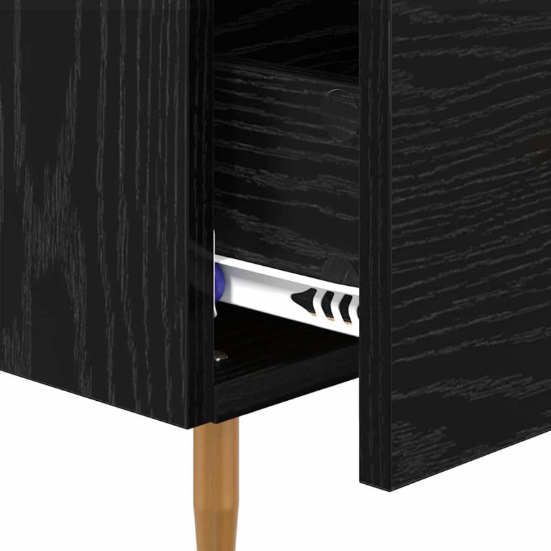 40cm W Manufactured Wood Bedside Table, Black