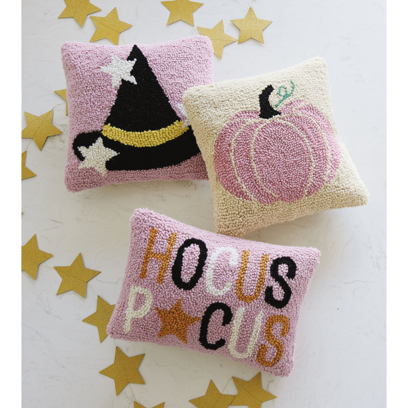 Pink Pumpkin Halloween Petite-Size Throw Pillow - 10" Square