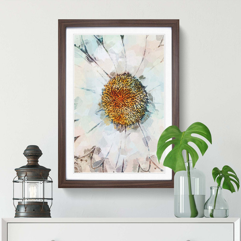 A White Daisy in Abstract - Framed Print, Walnut Framed, 65cm H x 48cm W x 2cm D