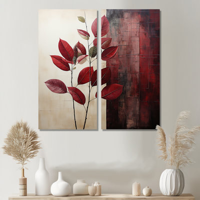 Bordeaux Bold Leaf II - Red Wall Decor