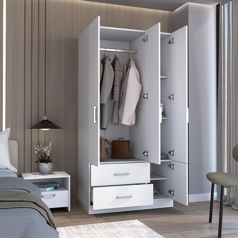 Armoire à quatre portes de 71 po de hauteur Karmane, Blanc