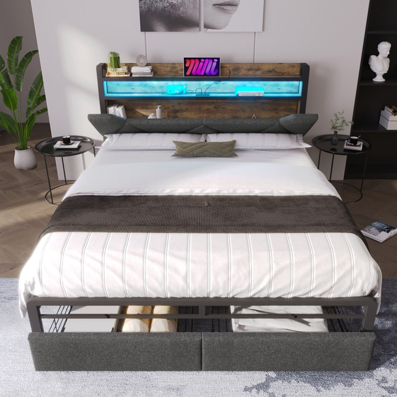 Upholstered Storage Bed, Double (4'6)
