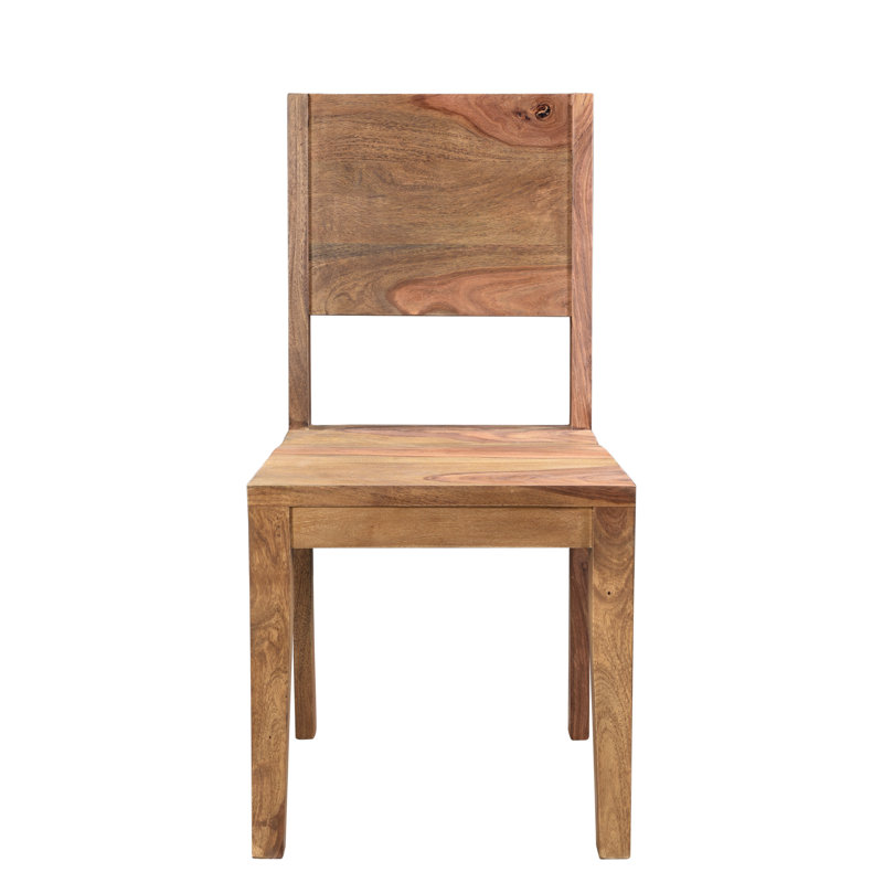 Chaise d'appoint en bois massif brun Zina