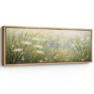 Soft Meadow Wildflowers Botanical Landscape Wall Decor for Living Room Bedroom Extra Large Pictures Framed Canvas Print Wall Art