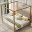 Lit plateforme à baldaquin avec tête de lit et structure en métal Upholstery-123985626