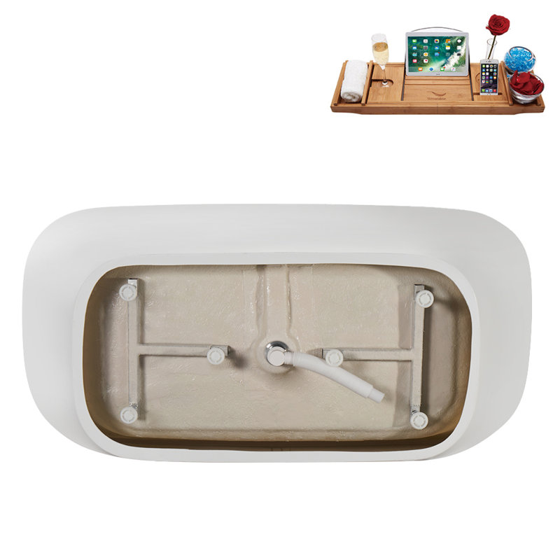 Baignoire autoportante de 63 po avec drain interne Streamline, Laiton brossé