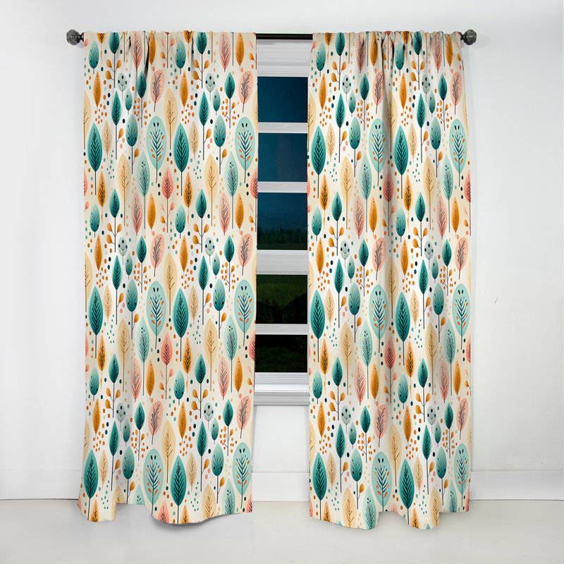 Motif de forêt pastel aux couleurs pastel III - Rideau floral - Rideau occultant floral - 1 panneau, L 52 po x L 95 po
