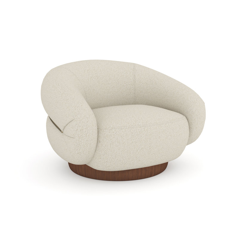 Caracole Swivel Curved Chair, Cream Polyester Blend