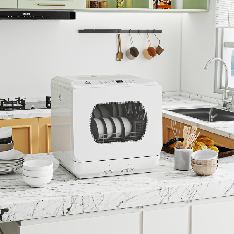 45Cm 63 dBA Countertop Dishwasher, White/White