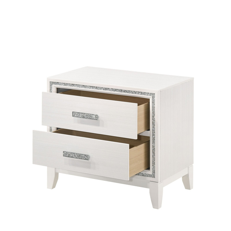Table de chevet élégante avec tiroirs, table de chevet, Blanc