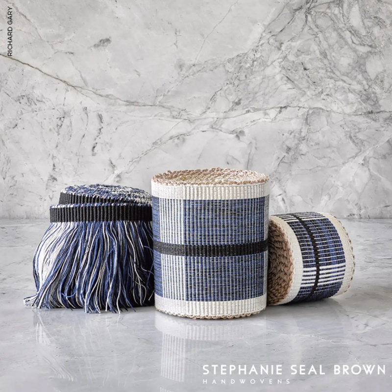 Schumacher x Stephanie Seal Brown Calcada Fringe, Blue/ Dark Blue
