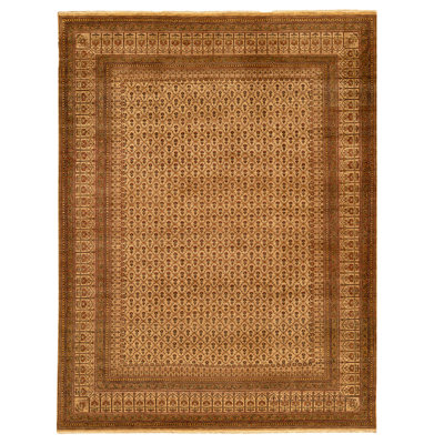 Hand Knotted Wool Area Rug in Beige