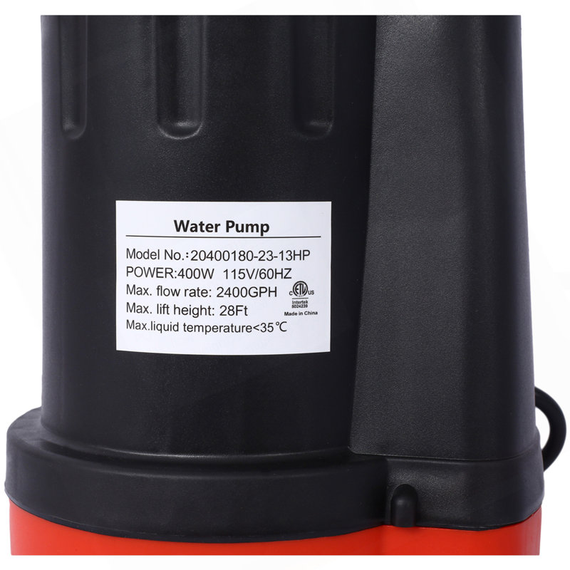 Pompe à eau submersible, pompe à eau électrique portative 1 / 3HP 2500GPH, pompe électrique portative, avec cordon d'alimentation de 10 pieds.