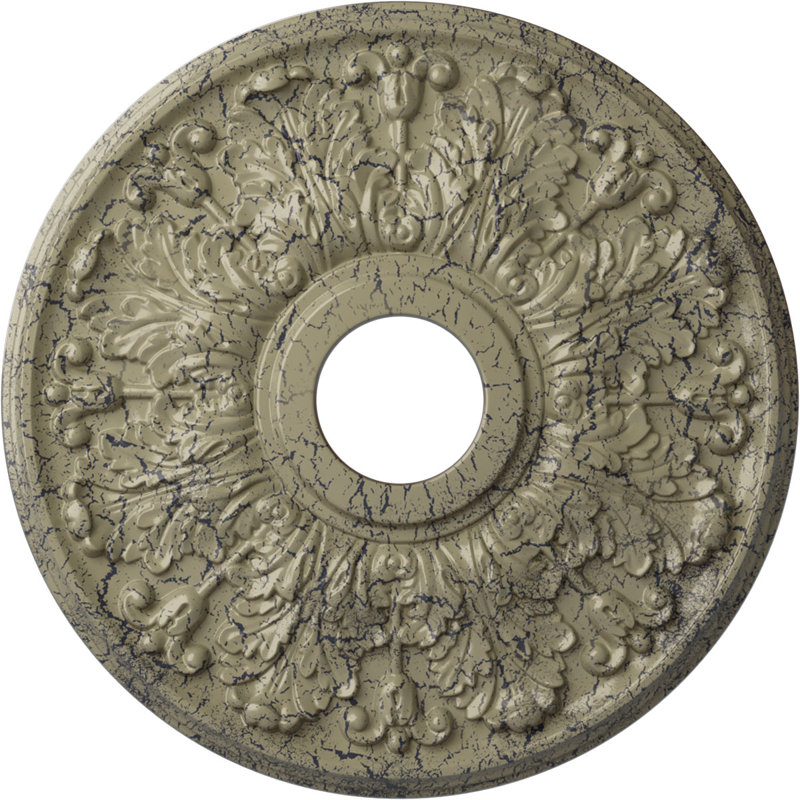 Médaillon de plafond H 16,5 po x l 16,5 po x P 1,125 po Apollo, Pierre de château craquelé