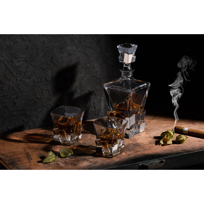 Crystal Glass Beverage Dispenser, Silver