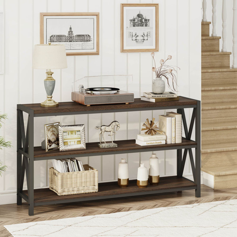 Guinna 55.12" Console Table, Dark Walnut/Black