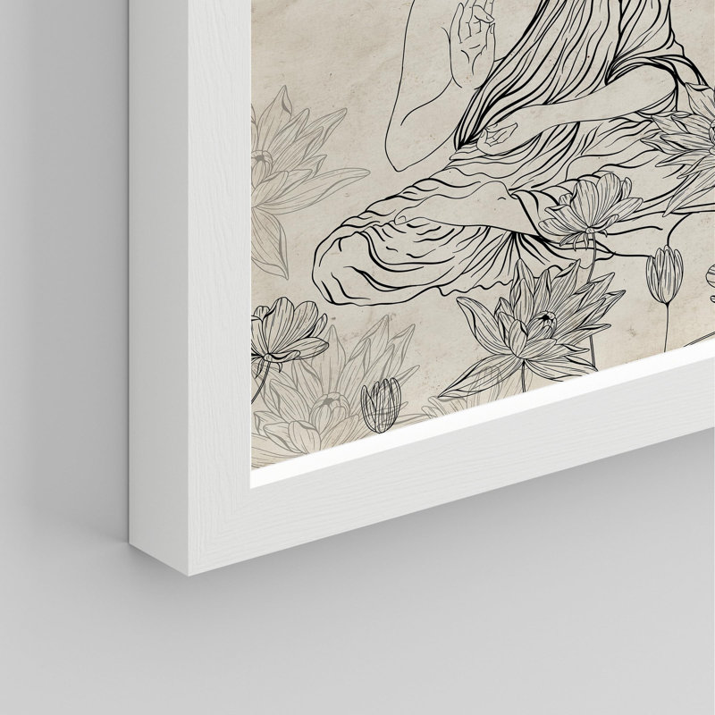 "Affiche de Bouddha, impression inspirée de lotus" sur papier, H 14 po x l 11 po, Blanc
