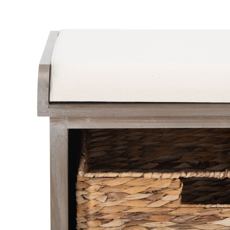 Briananthony Linen Upholstered Storage Bench, White Washed