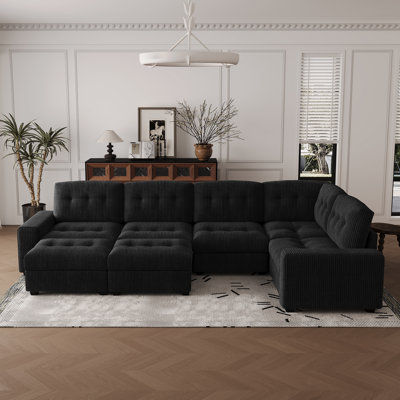 Canapé modulaire en U surdimensionné en velours côtelé de 157,9 pouces Bekey