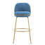 Métal fini bleu et or de 2, conception, dossier bas pour la salle à manger, cadre, repose-pieds en mousse, conversation prolongée, forme de chaise, motif uni,