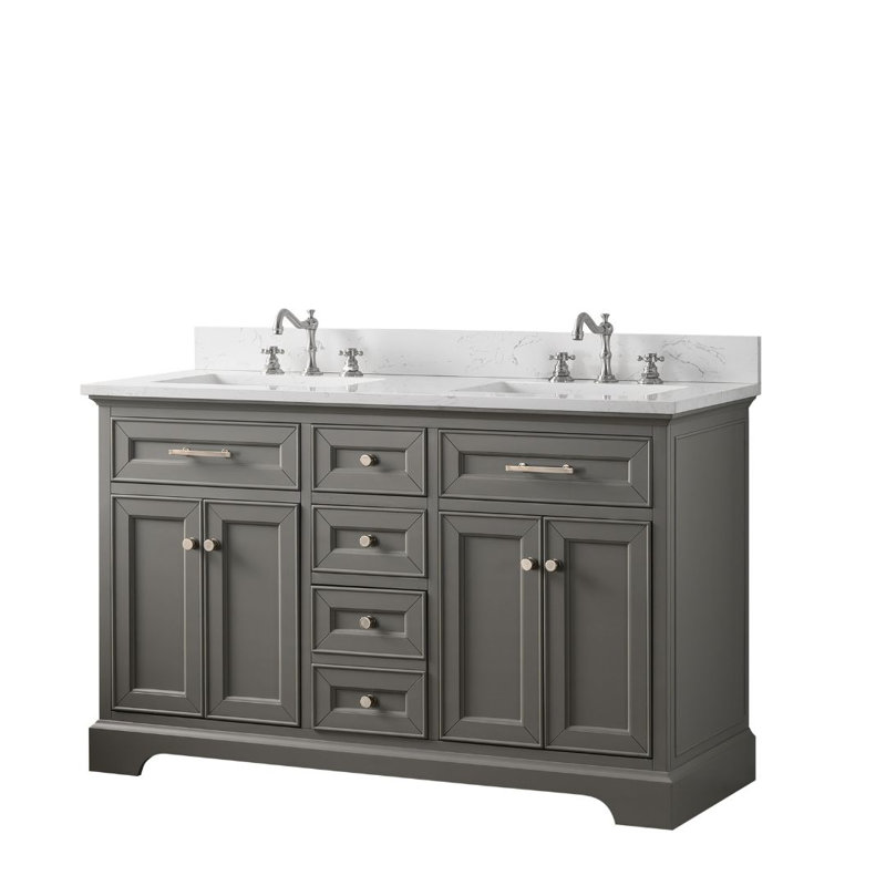 Thompson 54" W Double Bathroom Vanity, Gray/Brushed Nickel