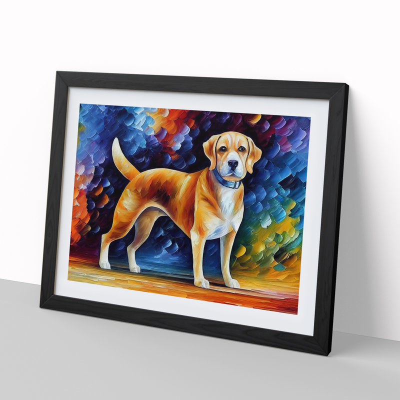 Dog Vol.2 Abstract - Single Picture Frame Painting, 46cm H x 64cm W x 2cm D, Black
