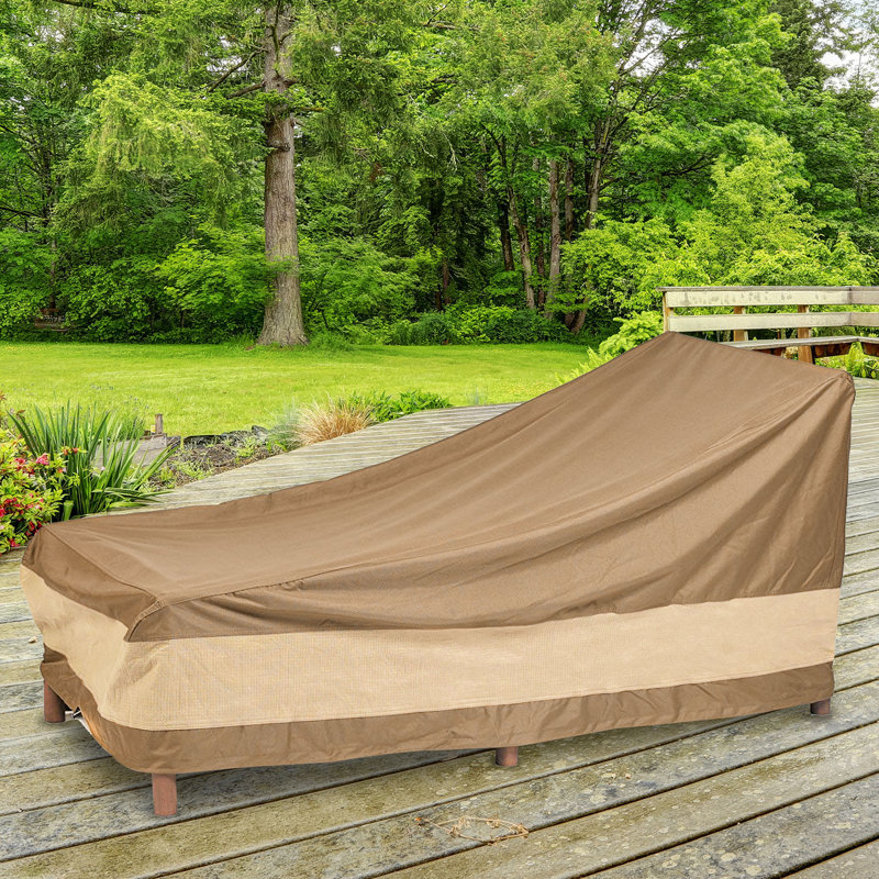 Beige and Brown Waterproof Patio Chaise Lounge Cover