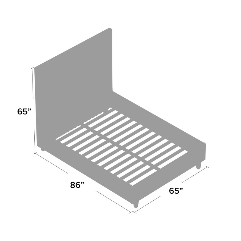 Upholstered Platform Bed, Queen, Cream Velvet