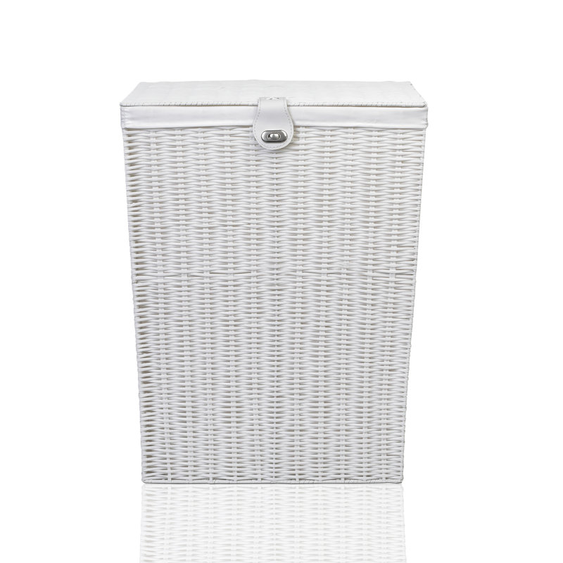 Hand Woven Plastic Laundry Hamper with Handles, 49"H x 38"W x 25"D