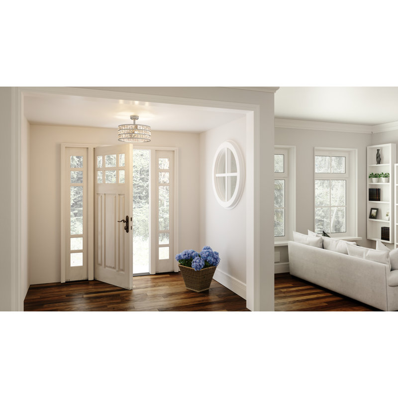 Ventilateur de plafond d'extérieur à cage à 3 pales 12 po avec ensemble d'éclairage inclus, Nickel