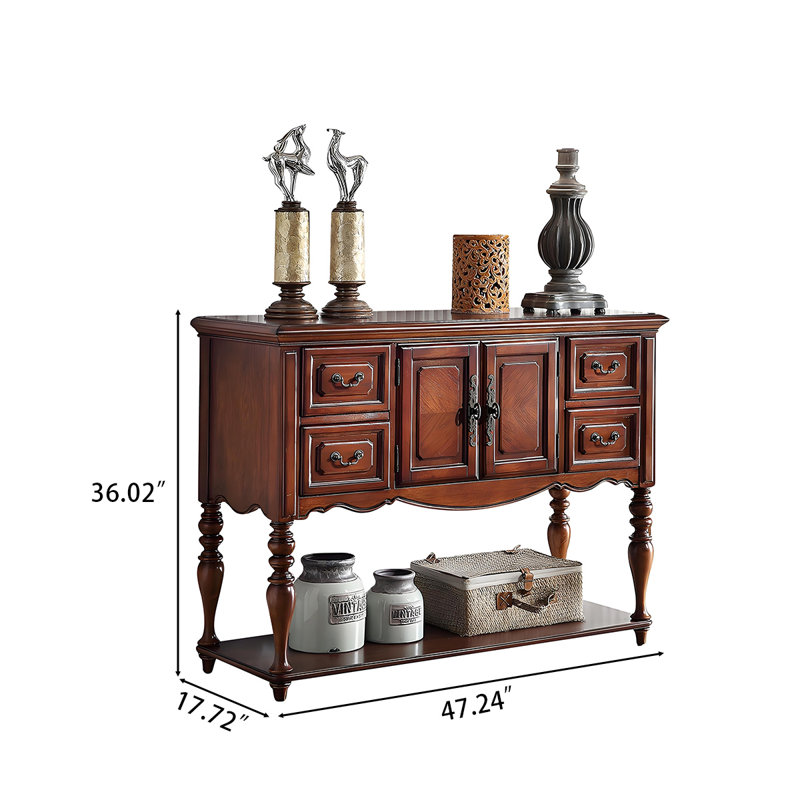 Table d'entrée de 47,24 po de style américain avec rangement rectangulaire en bois massif brun