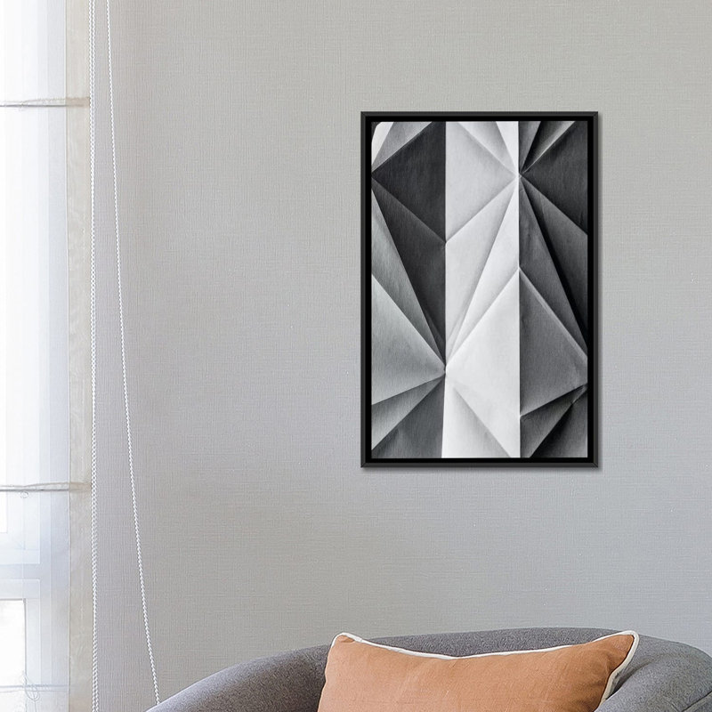 " Folded Paper I " by Mareike Böhmer, 26" H x 18" W x 1.5" D, Black Framed Canvas, No Mat