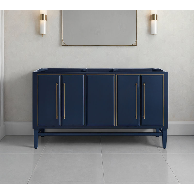Mason 60'' W Double Bathroom Vanity Base, Gold, Black