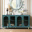 Meuble télé de plus de 65 pouces, armoire en bois avec vitres et étagères réglables, bleu marine, pour salon, support d'écran, console de rangement pour chambre