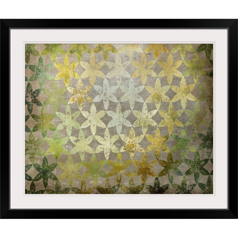 'Celadon Flowers' Print, 20" H x 23" lx 1" p, Noir encadré