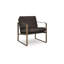Fauteuil d'appoint Bary, coussins en cuir fleur brun foncé, métal doré