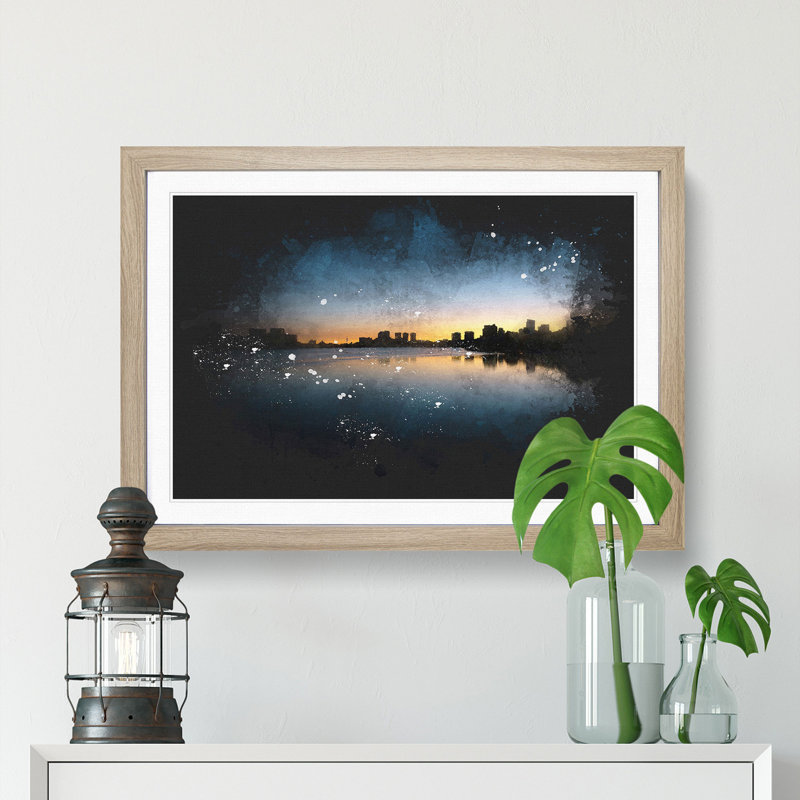 Cambridge Massachusetts Skyline - Framed Print, 24cm H x 33cm W x 2cm D, Oak Framed