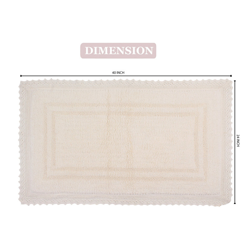 Tapis de bain réversible 100% coton Opulent Bathmat, l 24 po x L 40 po, Ivoire