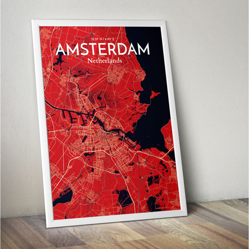 Amsterdam City Map - No Frame Print, 70.1cm H x 50cm W x 0.1cm D
